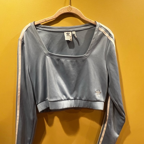 adidas Tops - Adidas Light Blue Long-sleeve Crop Top!